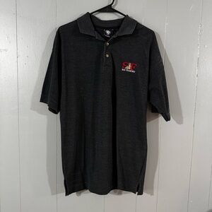 Vtg Embroidered San Francisco 1/4 Button Polo GG Bridge Dark Gray Men’s Large